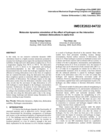 Molecular dynamics simulation of the effect of hydrogen on the interaction between dislocations in alpha-Iron