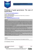 Predictors of good governance: The case of South Africa