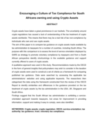 Encouraging a culture of tax compliance for South Africans owning and using crypto assets