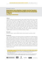 Expectations versus realities: Insights into the transition experiences of international students at two universities in Nigeria