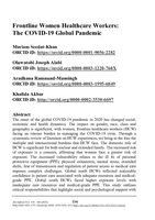 Frontline women healthcare workers: The covid-19 global pandemic