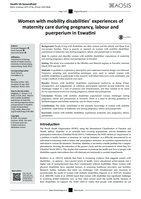 Women with mobility disabilities' experiences of maternity care during pregnancy, labour and puerperium in Eswatini