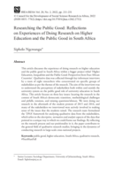 Researching the public good: Reflections on experiences of doing research on higher education and he public good in South Africa
