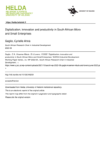 Digitalization, innovation and productivity in South African micro and small enterprises