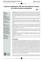 Customer satisfaction with last-mile delivery in Kenya: An online customer perspective