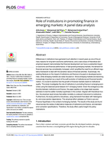 Role of institutions in promoting finance in emerging markets: A panel data analysis