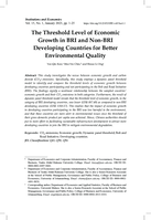The threshold level of economic growth in BRI and non-BRI developing countries for better environmental quality