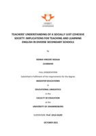 Teacher's understanding of a socially just cohesive society : implications for teaching and learning English in diverse secondary schools