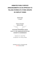 Animated public service announcements as an approach to telling stories of at-risk groups in conflict zones