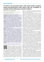 Prevalence and associated factors with mental health symptoms among semi-professional cricket players after the resumption of sporting activities following an extensive lockdown
