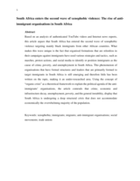 South Africa enters the second wave of xenophobic violence: The rise of anti- immigrant organisations in South Africa