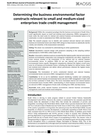 Determining the business environmental factor constructs relevant to small and medium-sized enterprises trade credit management
