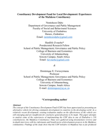 Constituency development fund for local development: Experiences of the Mufakose constituency