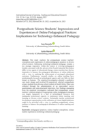 Postgraduate science students’ impressions and experiences of online pedagogical practices: Implications for technology-enhanced pedagogy