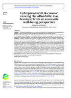 Entrepreneurial decisions: Viewing&nbsp;the affordable loss heuristic from&nbsp;an economic well-being perspective