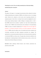 Marketing for survival: The survivalist promotional mix of informal clothing manufacturing micro enterprises