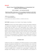  Effective usage of social media platforms as a communication tool  amid the covid-19 pandemic