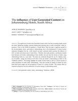 The influence of user generated content on Johannesburg hotels, South Africa