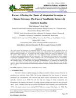 Factors affecting the choice of adaptation strategies to climate extremes: The case of smallholder farmers in Southern Zambia