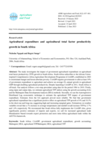 Agricultural expenditure and agricultural total factor productivity growth in South Africa