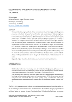 Decolonising the South African university: First thoughts