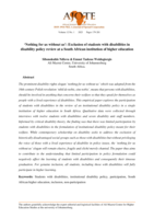 'Nothing for us without us': Exclusion of students with disabilities in disability policy review at a South African institution of higher education