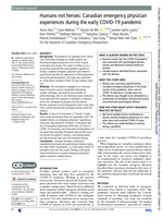 Humans not heroes: Canadian emergency physician experiences during the early COVID-19 pandemic