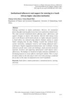 Institutional influencers and support for tutoring in a South African higher education institution