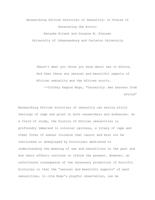  Researching African histories of sexuality: In praise of excavating the erotic