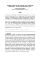   Teachers' perceptions and intentions about integrating computational thinking into science instruction