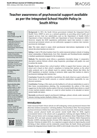 Teacher awareness of psychosocial support available as per the Integrated School Health Policy in South Africa