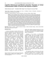 Cognitive behavioural and melodic intonation therapies on verbal communication skills of persons with apraxia of speech