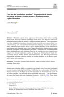 “No one has a solution, madam”: Experiences of Soweto township secondary school teachers teaching human rights education