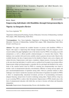 Empowering individuals with disabilities through entrepreneurship in Nigeria: An integrative review
