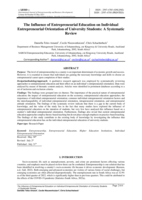 The influence of entrepreneurial education on individual entrepreneurial orientation of university students: A systematic review