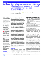 Does adherence to antiretroviral therapy differ by place of residence in Nigeria? A systematic review and meta-analysis protocol