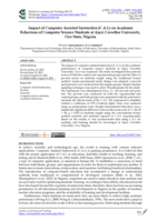 Impact of Computer Assisted Instruction (C.A.I.) on Academic Behaviour of Computer Science students at Ajayi Crowther University, Oyo State, Nigeria