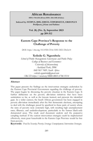 Eastern Cape Province's response to the challenge of poverty African renaissance