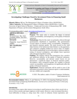 Journal of Accounting and Finance in Emerging Economies Investigating Challenges Faced by Investment Firms in Financing Small Businesses