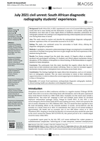 July 2021 civil unrest: South African diagnostic radiography students’ experiences