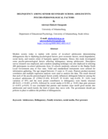 Delinquency among senior secondary school adolescents: psycho-personological factors