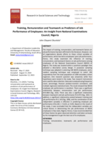 Training, remuneration and teamwork as predictors of job performance of employees: An insight from national examinations council, Nigeria