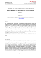 A century of African indigenous literature and scholarship in South Africa (1922 to 2022): A brief review