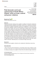 Paid domestic work and outsourcing in South Africa: Clients' views on trust, control and power relations