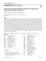 Techno-economic analysis of methanol synthesis from syngas derived from steam reforming of crude glycerol