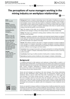 The perceptions of nurse managers working in the mining industry on workplace relationships