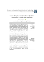 Success through leadership resilience: Qualitative exploration of a selected rural high school