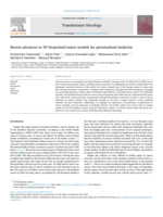 Recent advances in 3D bioprinted tumor models for personalized medicine