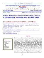  Control strategies for domestic cockroach (B. germanica, B. orientalis and P. americana) pests: A scoping review