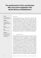 The predicament of the unprotected: Why lack-lustre legislation fails South African whistleblowers